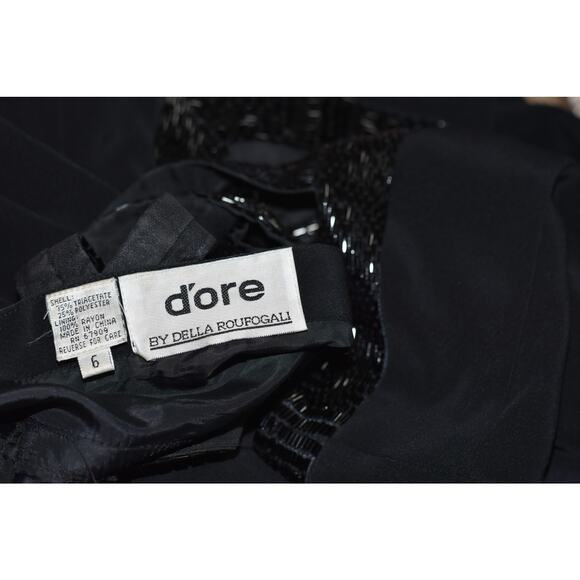 d'ore by DELLA ROUFOGALI Beaded Cocktail Evening Long Sleeve Sheath Dress Size 6 - Picture 8 of 8